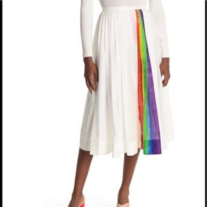 BURBERRY Morlaix Rainbow Striped Cotton Midi Skirt Size 6